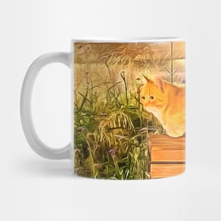 The Red Cat in the evening city Mug